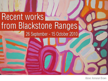 Recent works from Blackstone Ranges (26 September - 15 October 2010)